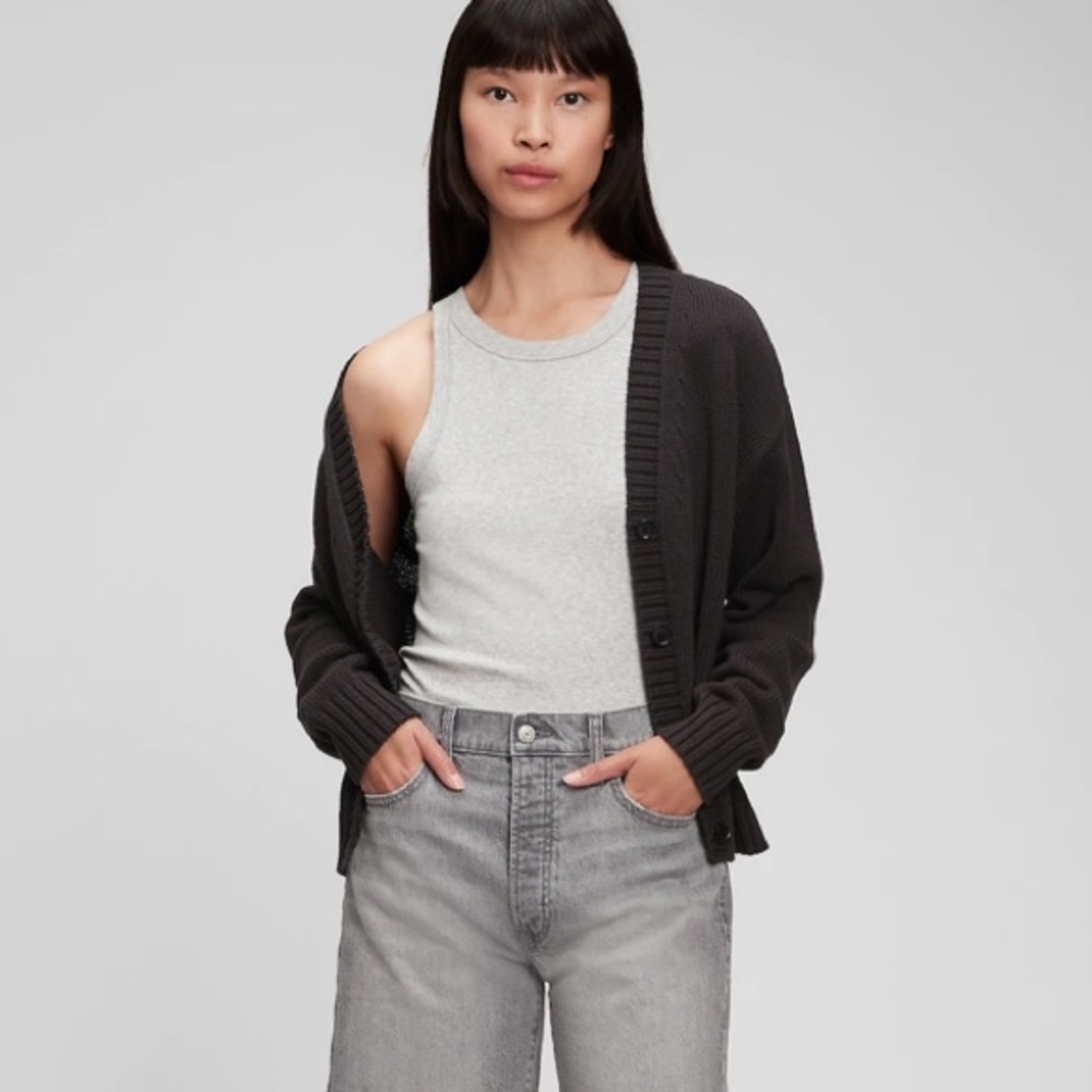 GAP Cotton-Linen Button-Front Cardigan
